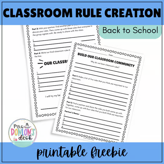Classroom Rule Creation Worksheet