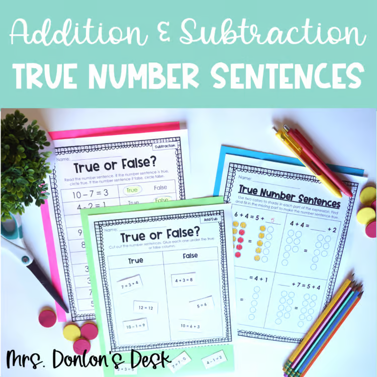 Number Sentences Worksheet